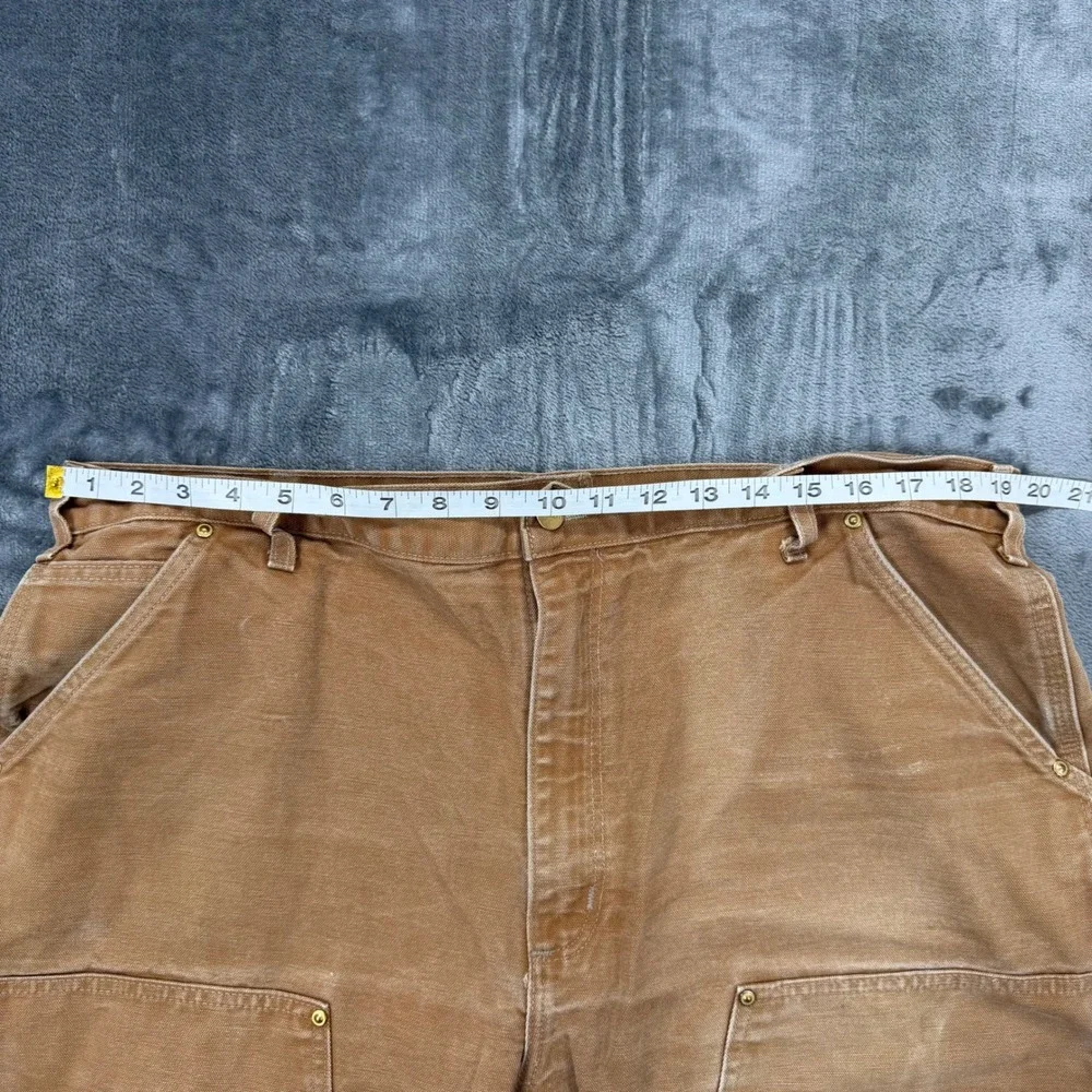 Carhartt‎ USA Union Made Double Knee Pants Fade Distress Brown Canvas Mens 40x30
